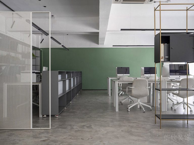 辦公區(qū)瓷磚地面柜子隔斷裝修設(shè)計