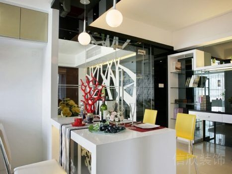 餐具全屋定制裝修效果白色座椅簡(jiǎn)約就餐區(qū)設(shè)計(jì)圖