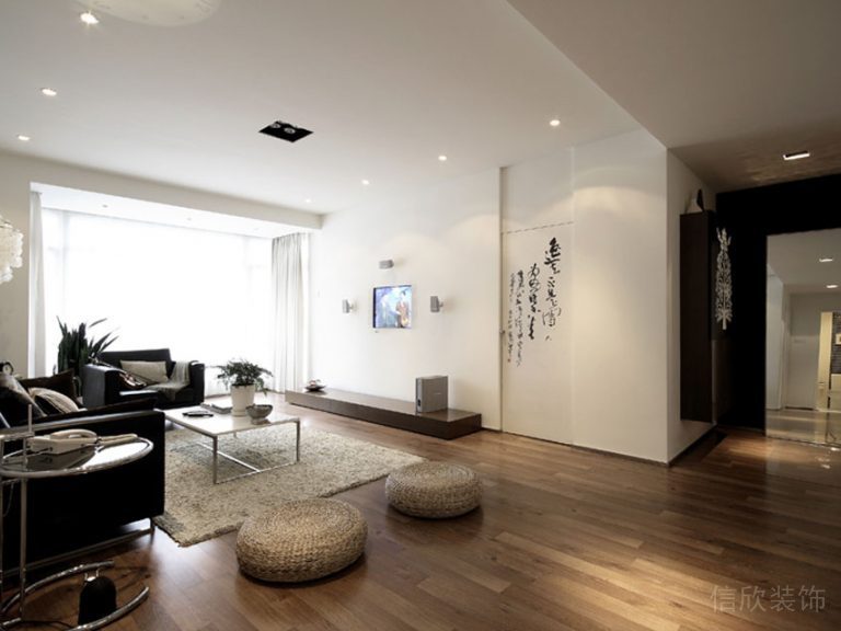 全屋定制日式深色木板設(shè)計客廳效果圖