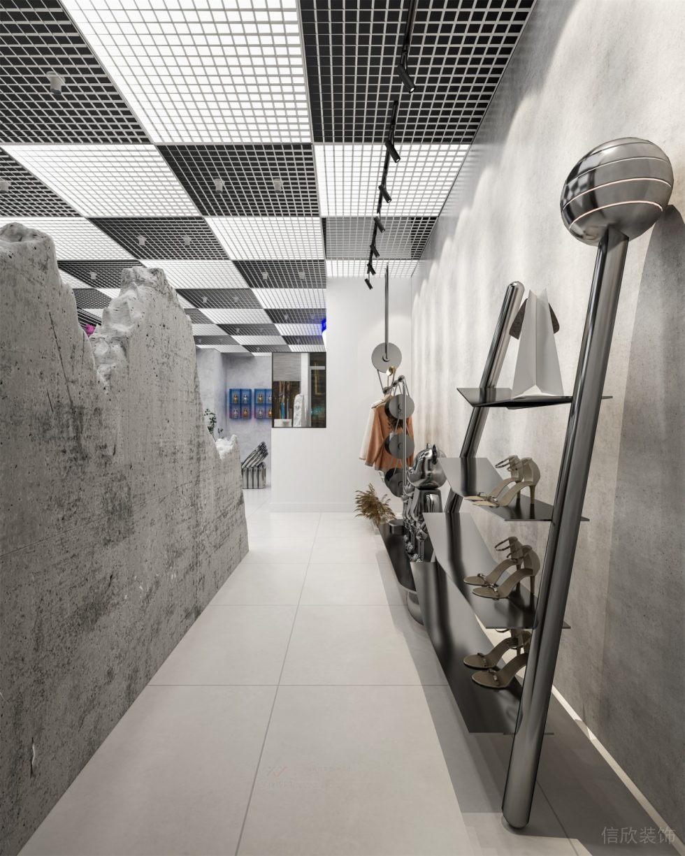 深圳市寶安區(qū)石巖300平現(xiàn)代風服裝店裝修設(shè)計大廳