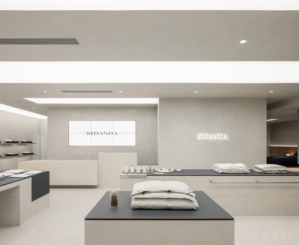 深圳市龍崗區(qū)中心城現(xiàn)代風(fēng)科技枕專(zhuān)賣(mài)店裝修前臺(tái)