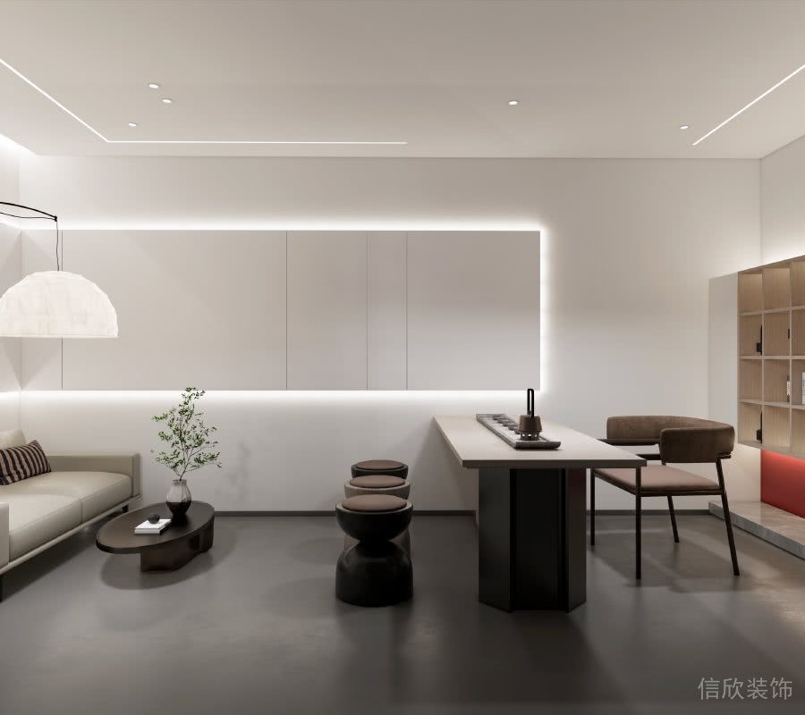 中式風簡約茶水間內(nèi)嵌木柜燈飾設(shè)計領(lǐng)導辦公室裝修