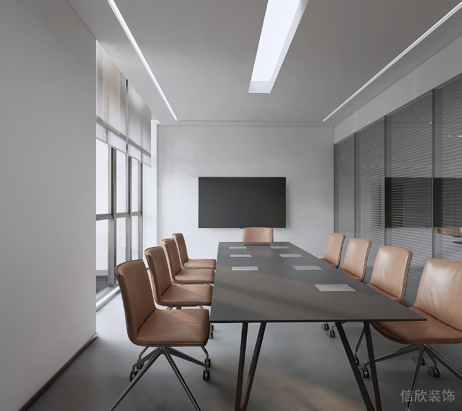 會議室獨(dú)立沙發(fā)百葉窗效果橙色皮革輪滑舒適座椅家居效果裝修