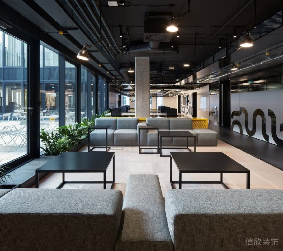 待客區(qū)簡(jiǎn)約黑色金屬邊框辦公室走廊工業(yè)風(fēng)裝修設(shè)計(jì)圖