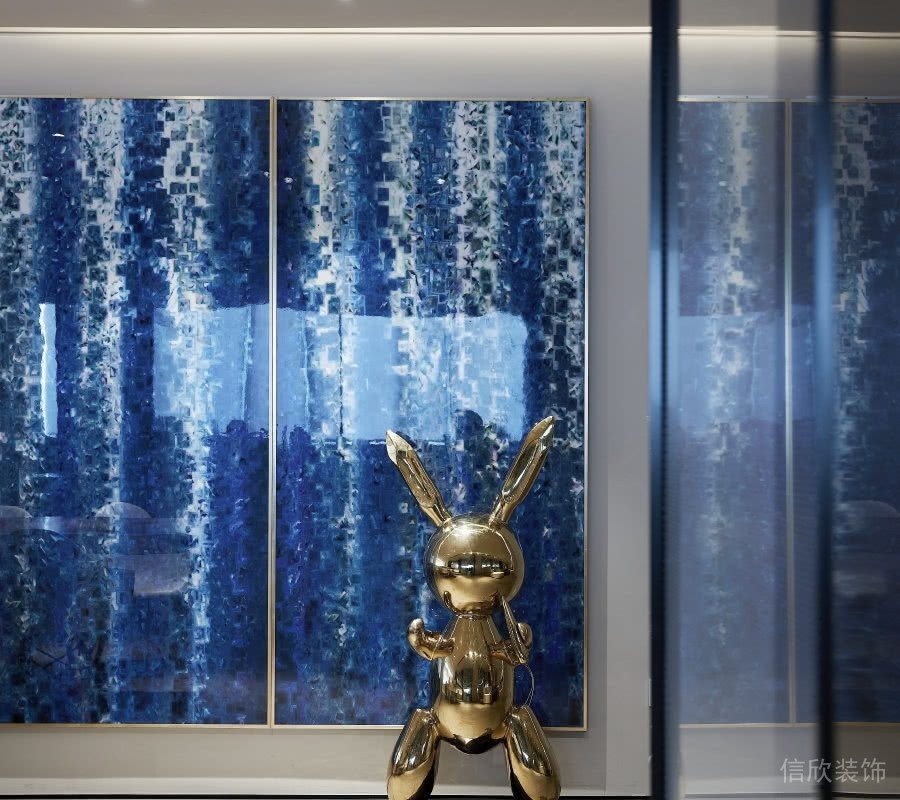藍(lán)色扎染辦公室過道墻體設(shè)計(jì)