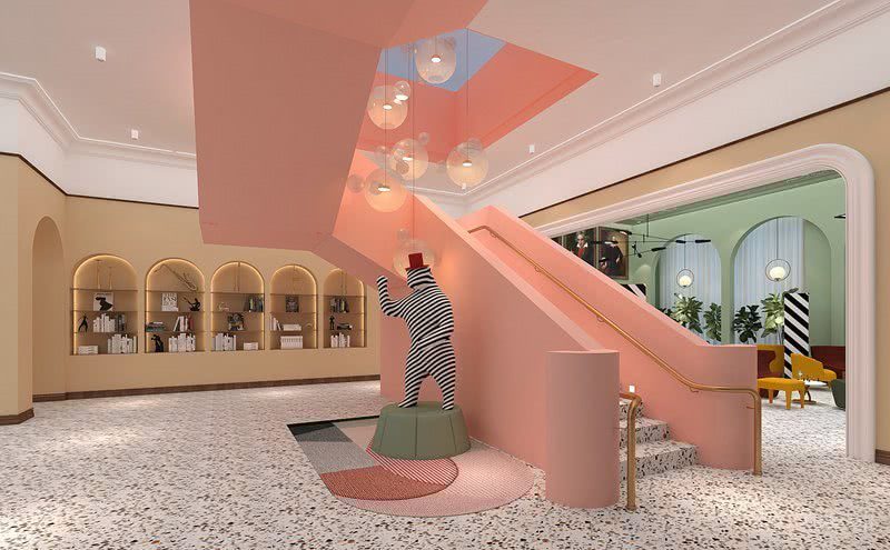 深圳愛(ài)思鋼琴藝術(shù)學(xué)校粉色的樓梯