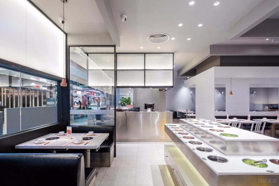 深圳龍崗金地龍城中央現(xiàn)代簡約風格火鍋店裝修案例餐椅黑色皮革沙發(fā)卡座 深圳龍崗金地龍城中央現(xiàn)代簡約風格火鍋店裝修案例餐椅黑色皮革沙發(fā)卡座