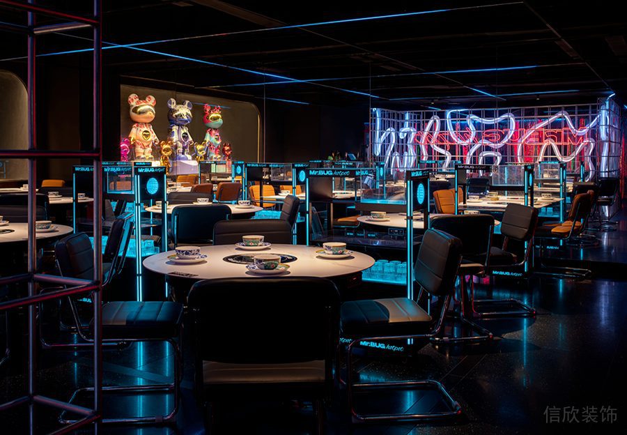 深圳羅湖京基鳳凰印象現(xiàn)代風(fēng)格火鍋店裝修案例大廳燈光效果