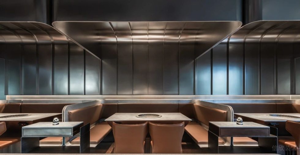 深圳南山海岸城購(gòu)物中心現(xiàn)代簡(jiǎn)約風(fēng)格火鍋餐廳裝修案例卡座效果圖