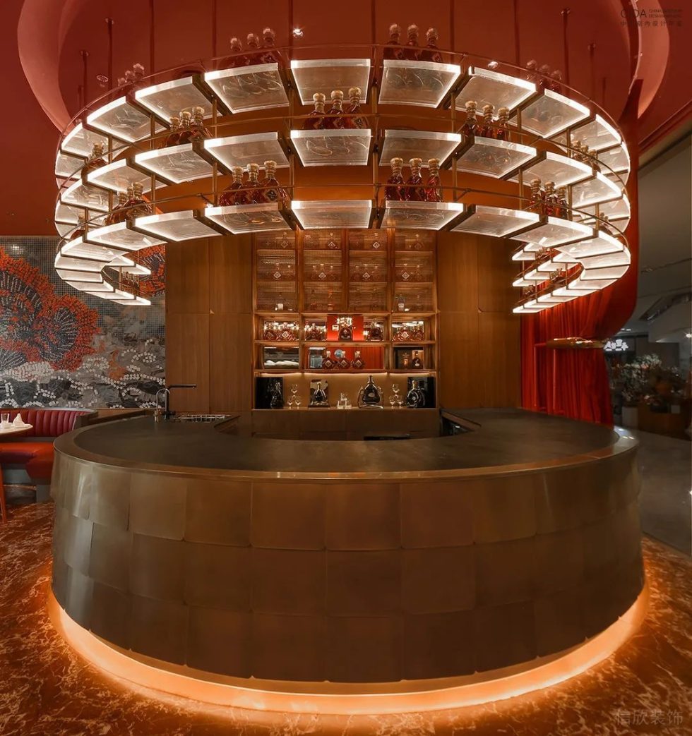 深圳南山輕奢新中式風(fēng)格火鍋店裝修案例吧臺