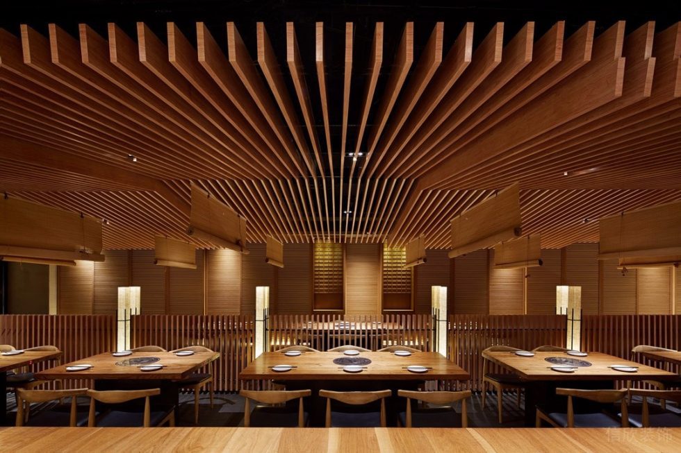 深圳南山卓越維港日式風格烤肉餐廳裝修案例燈光效果