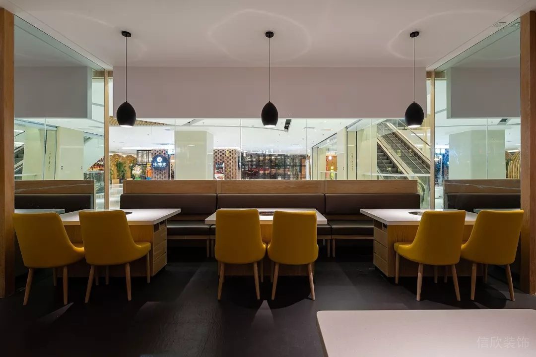 深圳坪山怡瑞達(dá)云秀府簡約北歐風(fēng)火鍋店裝修案例白色乳膠漆石膏板吊頂