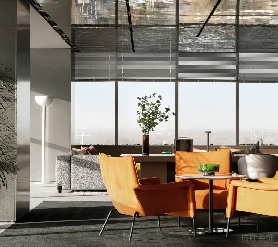 辦公室會客區(qū)黃色會客椅子