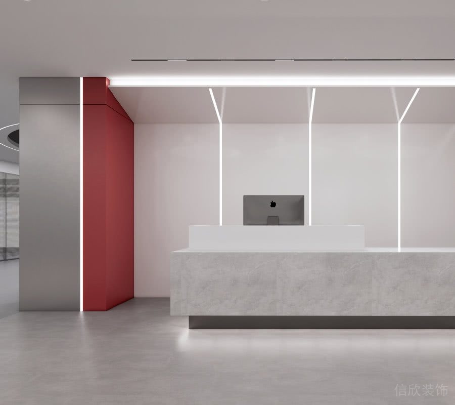 灰白色調(diào)辦公室前臺接待區(qū)