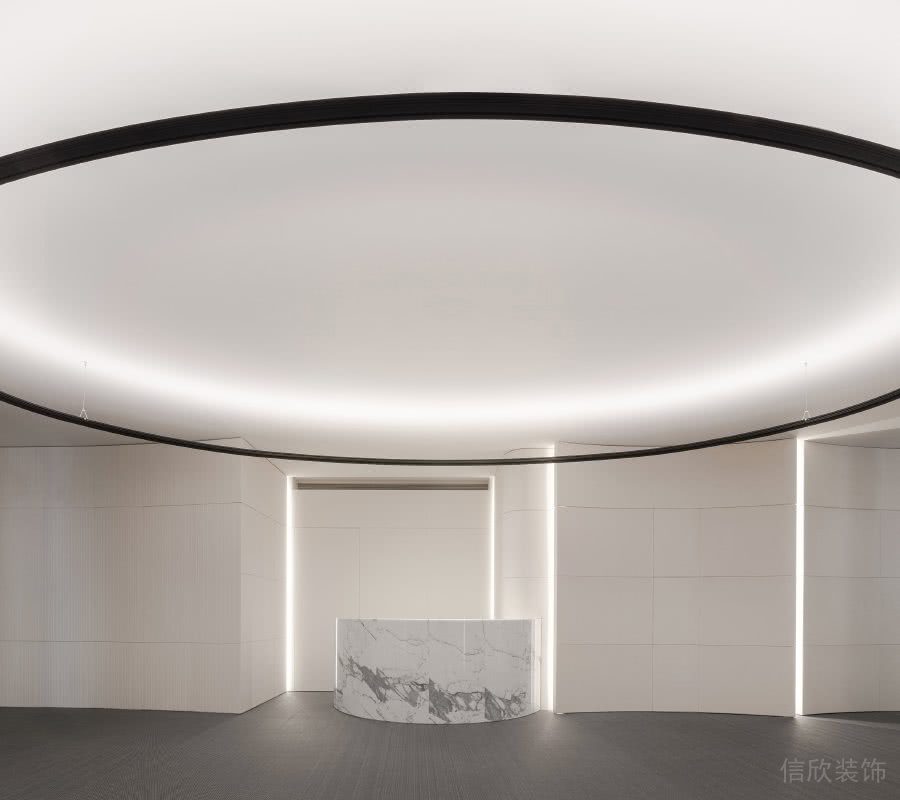 辦公室前臺(tái)接待區(qū)圓形吊頂