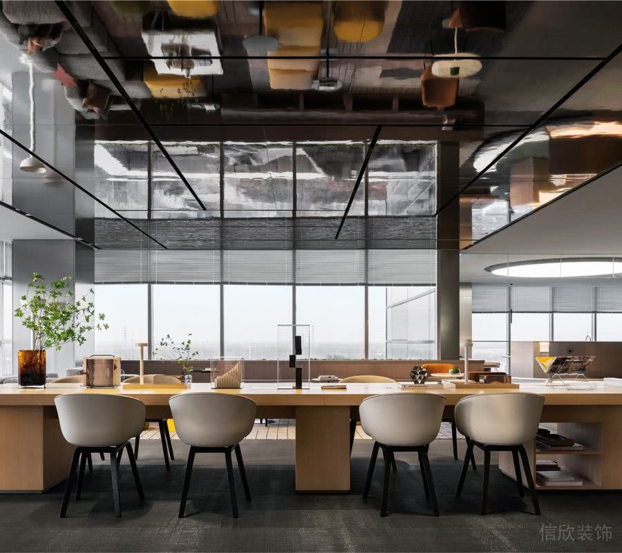 辦公室會議區(qū)黃色木紋會議桌