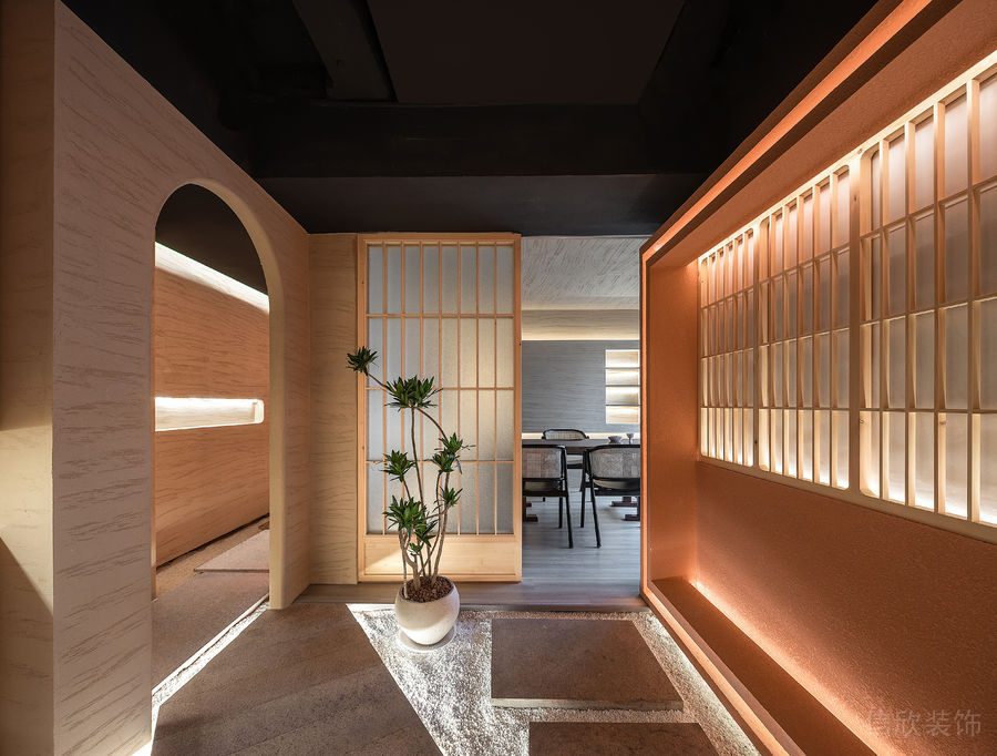 深圳寶安中洲華府暖色調(diào)極簡(jiǎn)風(fēng)格茶館裝修案例走廊空間燈光效果 深圳寶安中洲華府暖色調(diào)極簡(jiǎn)風(fēng)格茶館裝修案例走廊空間燈光效果