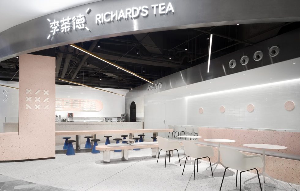 深圳龍崗城龍花園現(xiàn)代簡(jiǎn)約風(fēng)格奶茶店裝修案例休閑大廳效果圖