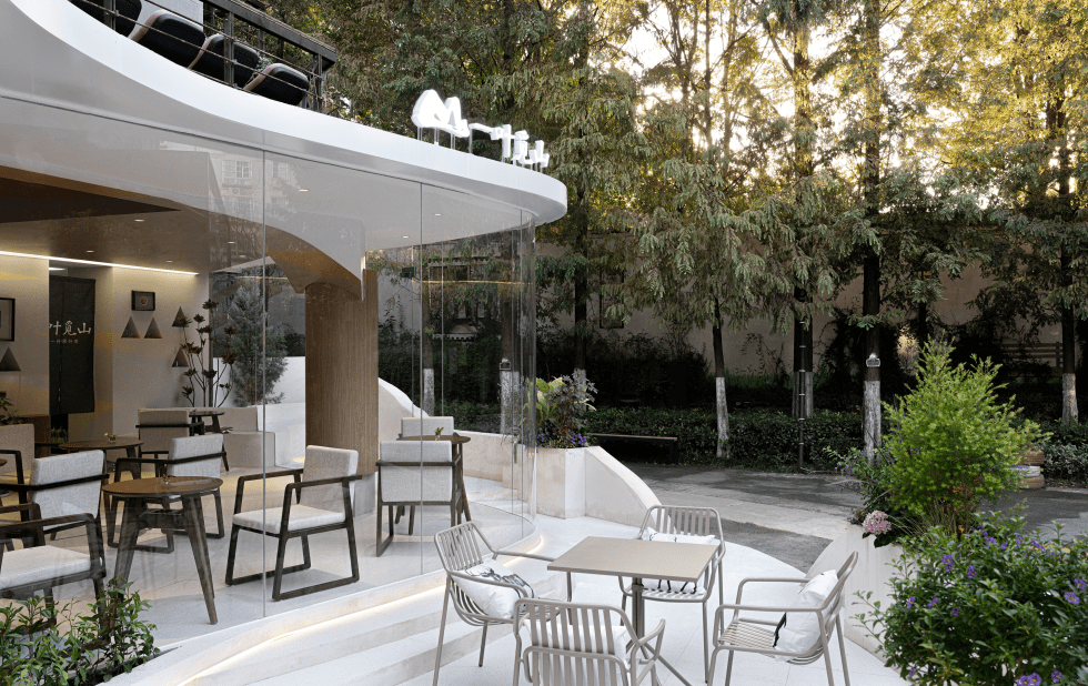 深圳龍崗中海日輝臺簡約風格休閑茶館裝修案例庭院休閑品茶區(qū)