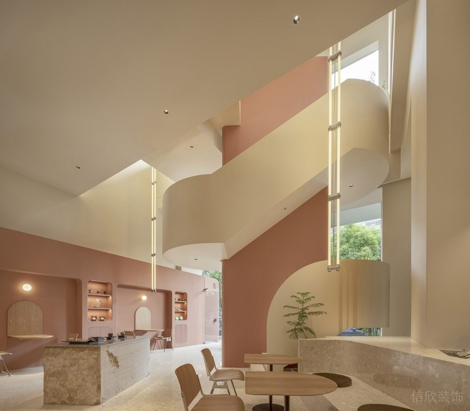 深圳羅湖新2000廣場極簡風(fēng)格甜品咖啡館裝修案例圓弧藝術(shù)樓梯 深圳羅湖新2000廣場極簡風(fēng)格甜品咖啡館裝修案例圓弧藝術(shù)樓梯