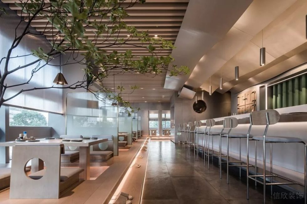 深圳南山天利中央廣場現(xiàn)代新中式風(fēng)格壽司店裝修案例榻榻米卡座