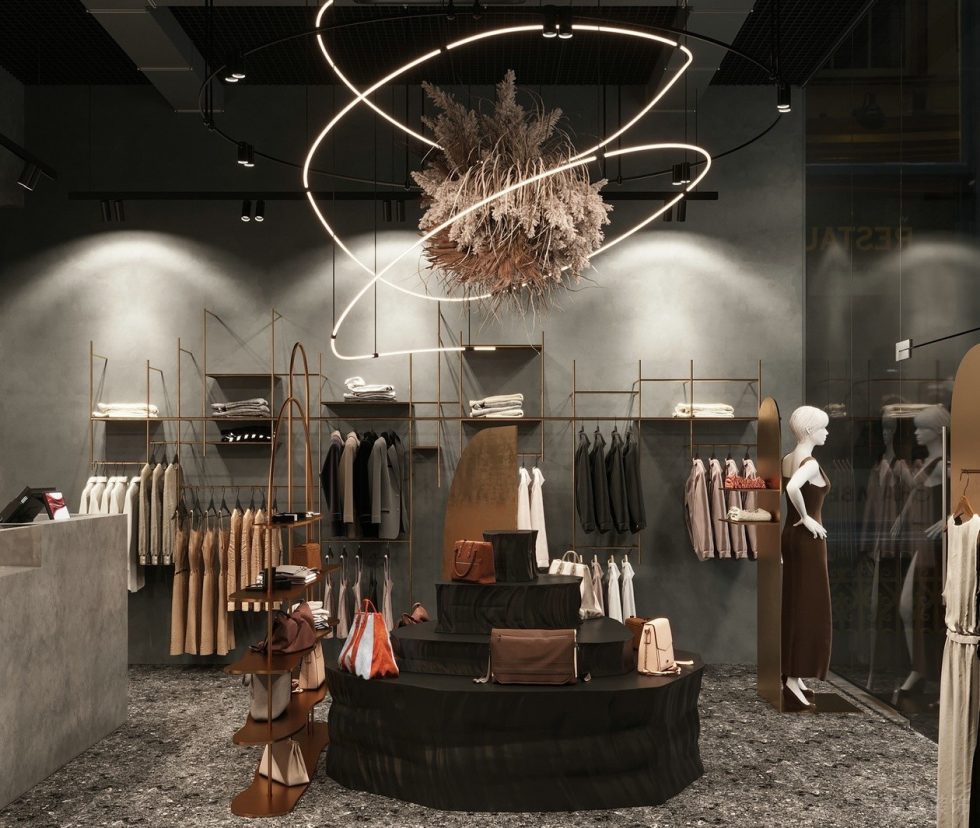 深圳市龍崗區(qū)平湖“森林” 名牌服裝店裝修設計布藝展臺 深圳市龍崗區(qū)平湖“森林” 名牌服裝店裝修設計布藝展臺