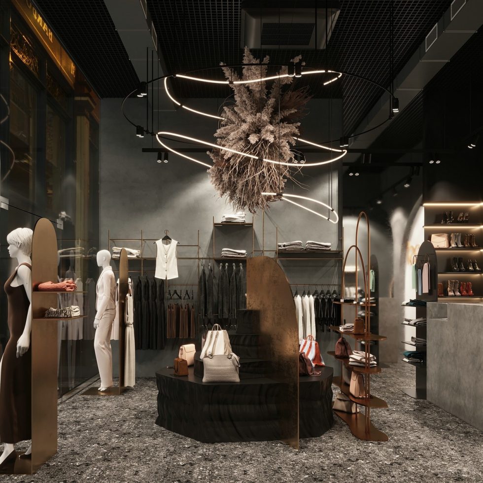 深圳市龍崗區(qū)平湖“森林” 名牌服裝店裝修設計圓拱形金屬衣架 深圳市龍崗區(qū)平湖“森林” 名牌服裝店裝修設計圓拱形金屬衣架