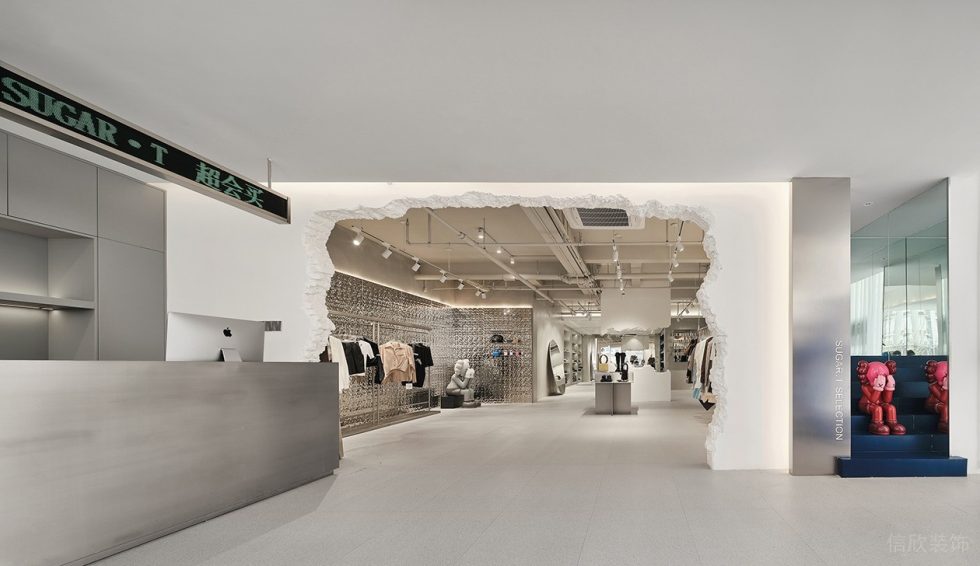 深圳市南山區(qū)后?，F(xiàn)代風(fēng)sugar.t 買手店裝修設(shè)計(jì)不銹鋼前臺(tái)