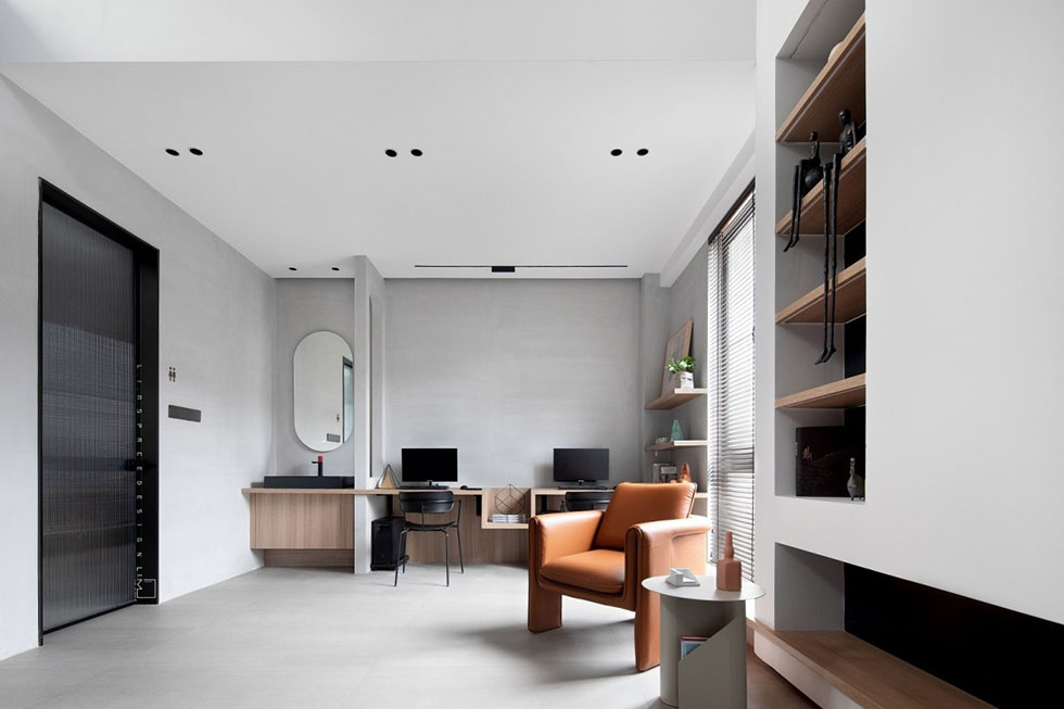 簡(jiǎn)潔的灰色的辦公室休息區(qū)裝修效果圖