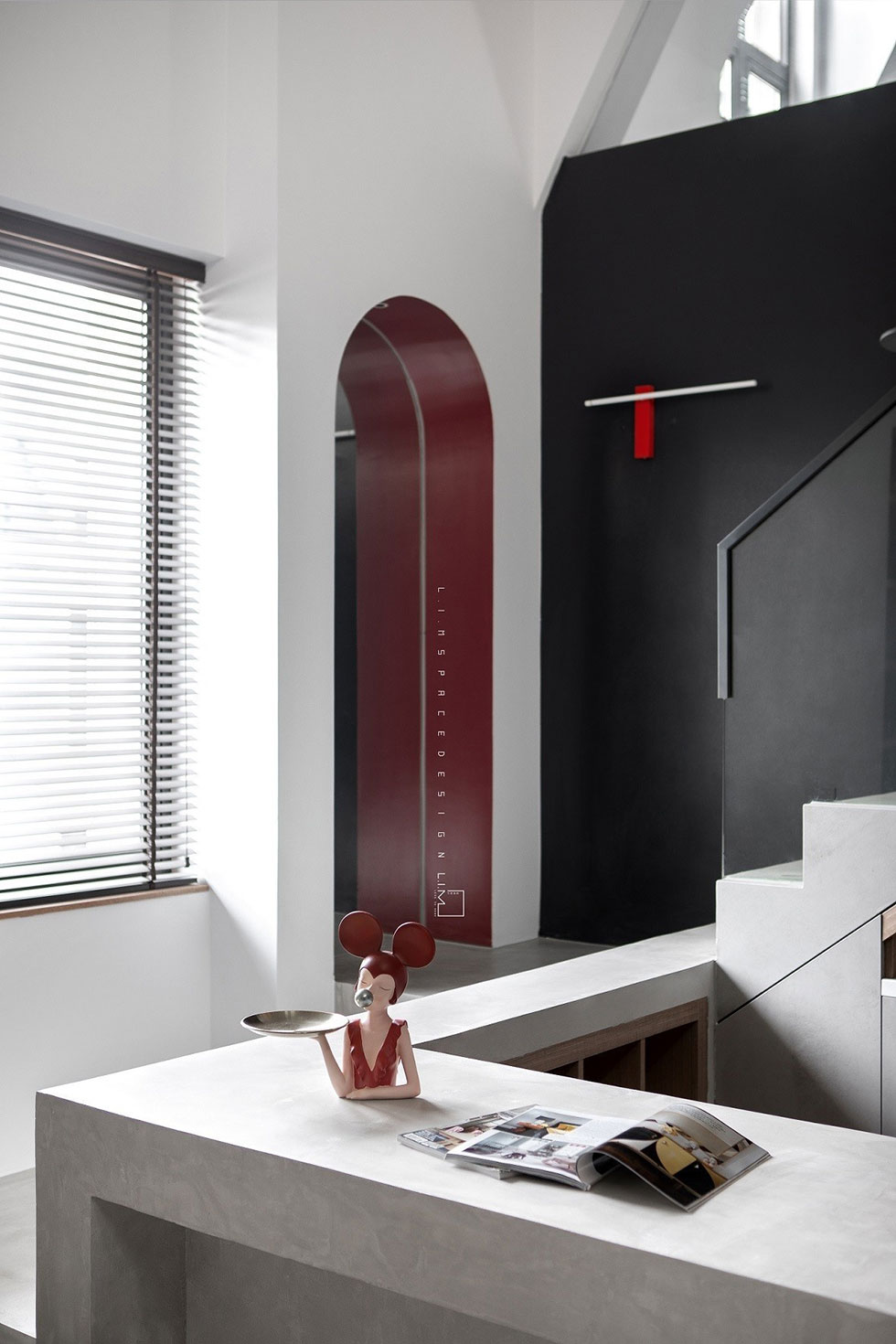 辦公室裝修一樓休閑區(qū)域石英石吧臺(tái)