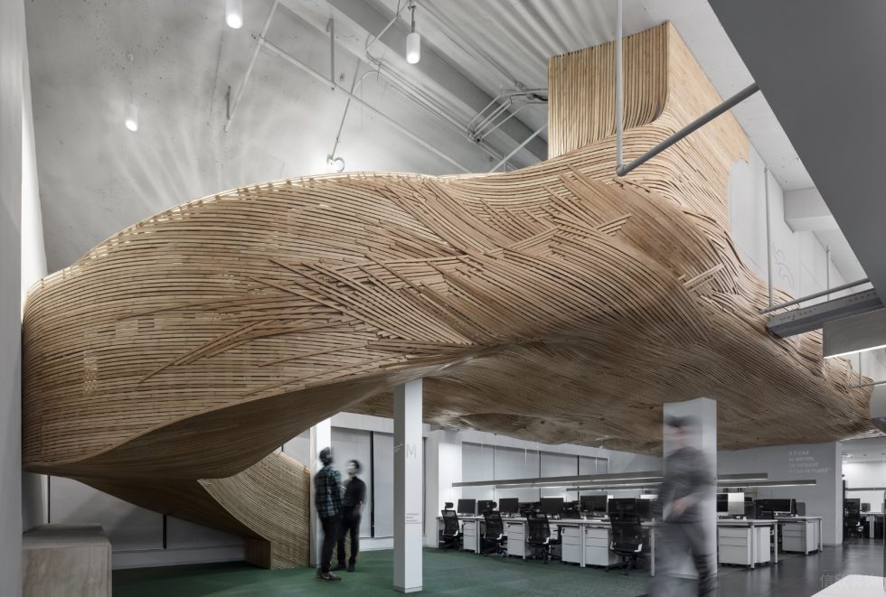 后現(xiàn)代工業(yè)風辦公室裝修案例竹編藝術樓梯