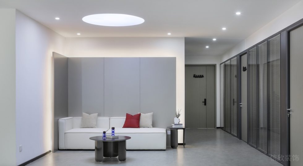 深圳龍華壹成環(huán)智中心1500平方米現(xiàn)代簡約風(fēng)格辦公室裝修案例休息等候區(qū)