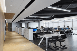 深圳南山濠盛商務(wù)中心1100平方米現(xiàn)代混搭風(fēng)辦公室裝修案例開(kāi)放式辦公區(qū)效果圖