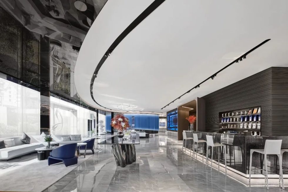 深圳南山康佳研發(fā)大廈1000平方米現(xiàn)代風(fēng)格辦公室裝修案例接待廳