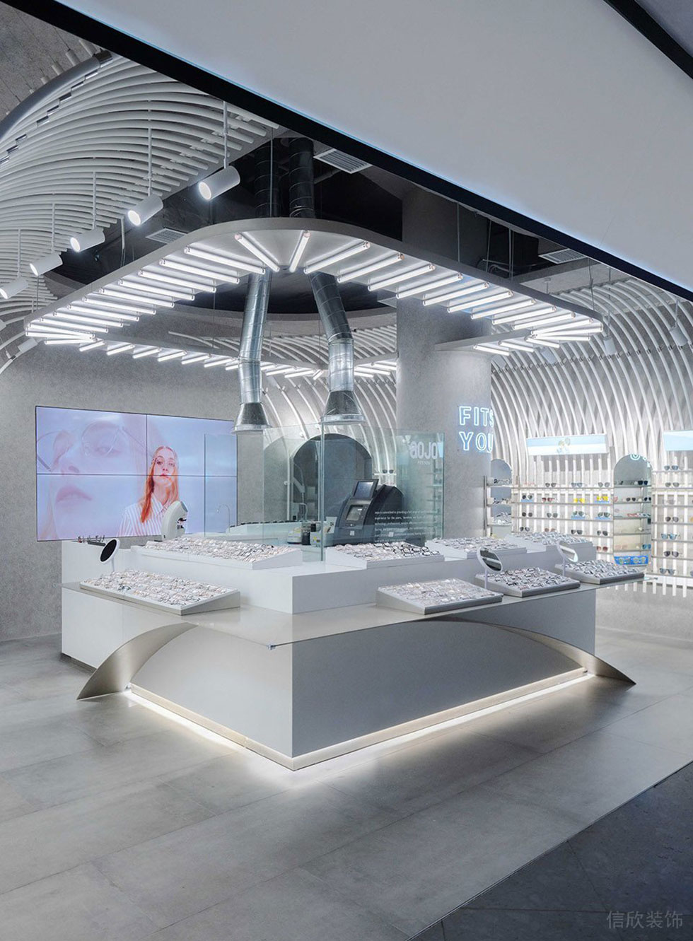 深圳市龍崗區(qū)中心城現(xiàn)代風(fēng)aojo眼鏡店墻面電視圖 深圳市龍崗區(qū)中心城現(xiàn)代風(fēng)aojo眼鏡店墻面電視圖