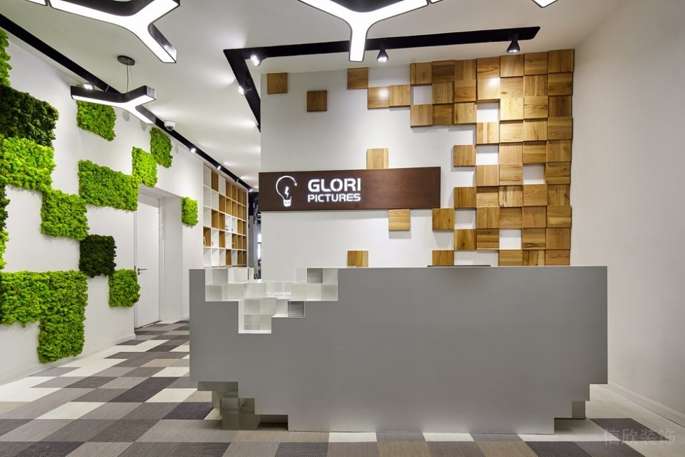 深圳寶安廣興源互聯(lián)網(wǎng)創(chuàng)意園600平方米北歐田園風(fēng)公司裝修案例前臺