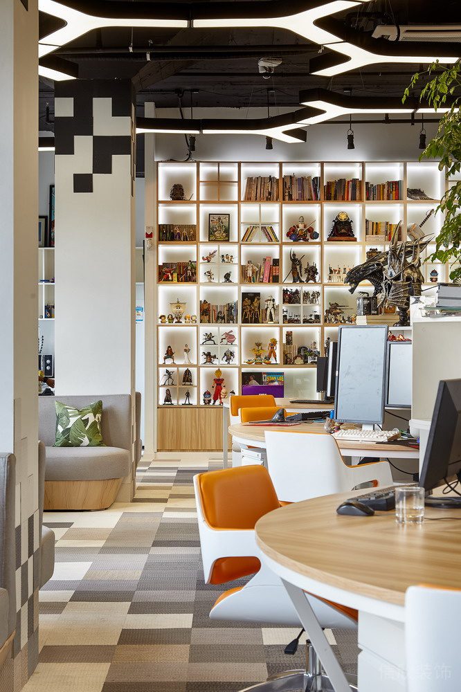 深圳寶安廣興源互聯(lián)網(wǎng)創(chuàng)意園600平方米北歐田園風(fēng)公司裝修案例綜合辦公廳原木色裝飾展示柜