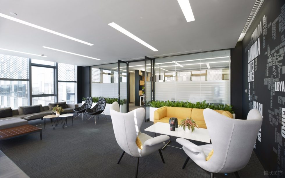 深圳福田大百匯廣場3500平方米工業(yè)主義現(xiàn)代風(fēng)辦公室裝修案例會客接待室效果圖