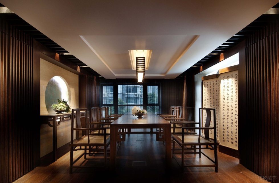 深圳羅湖百仕達大廈800平方米簡約新中式風(fēng)格辦公室裝修案例經(jīng)理辦公室洽談區(qū)