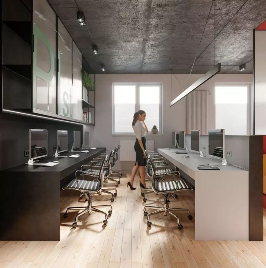 深圳羅湖中民時代廣場150平方米多彩簡約風辦公室裝修案例辦公區(qū)