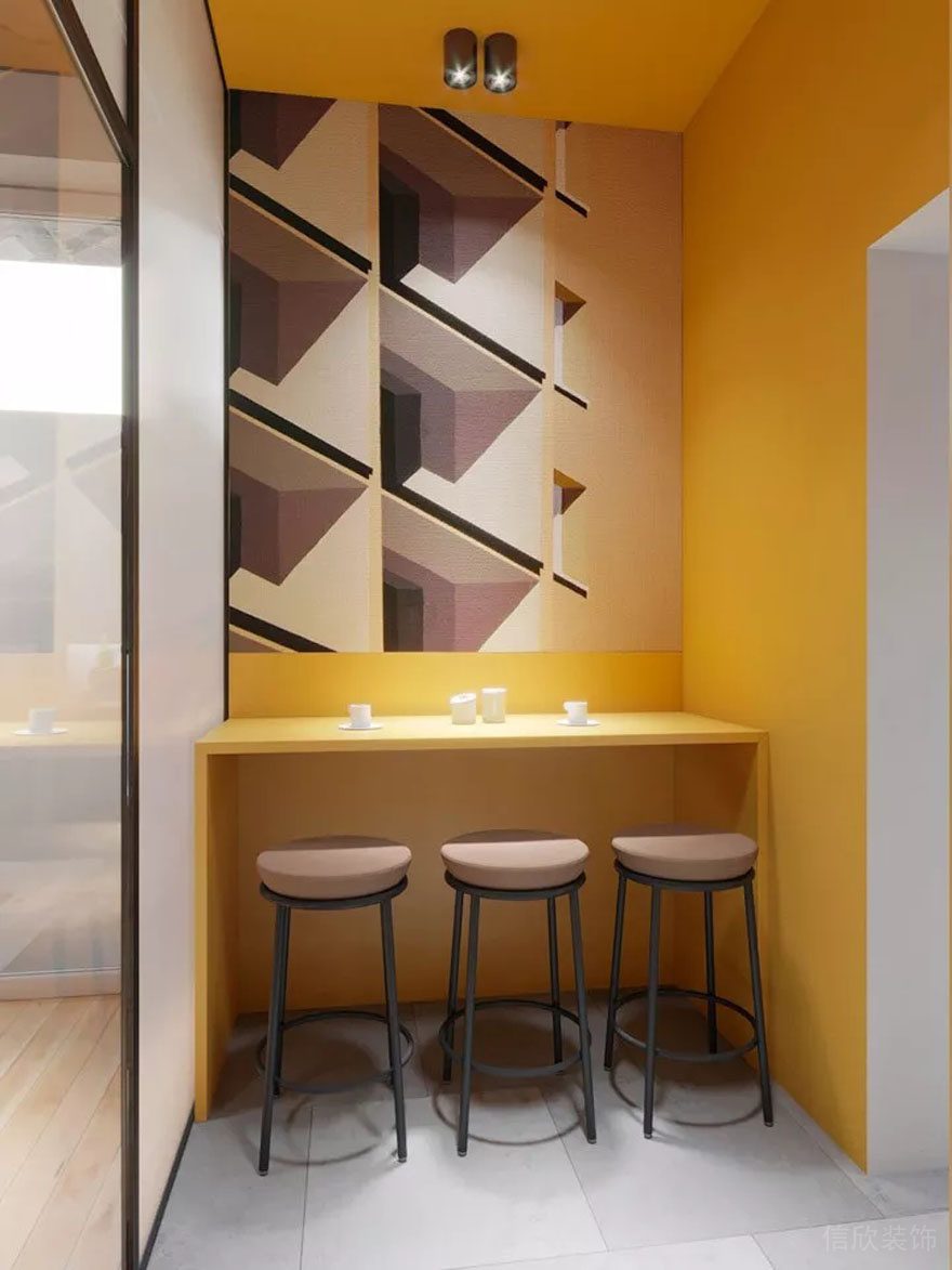 深圳羅湖中民時代廣場150平方米多彩簡約風辦公室裝修案例吧臺休閑區(qū)