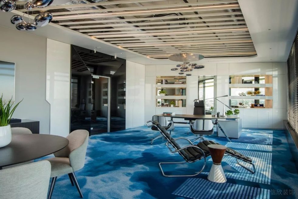 深圳南山海王銀河科技大廈2600方北歐主義工業(yè)風(fēng)辦公室裝修案例董事長辦公室