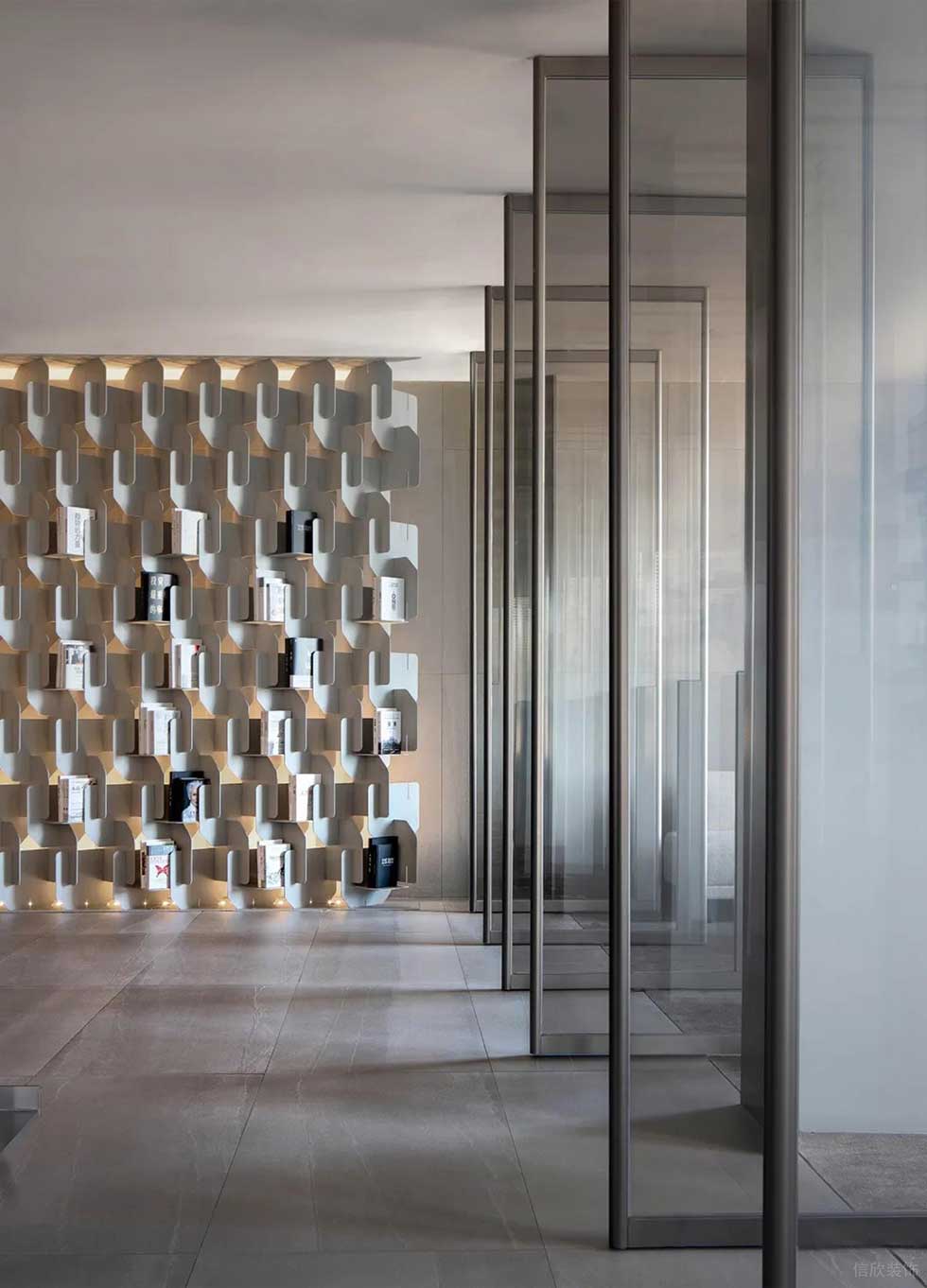 深圳灣科技生態(tài)園500平方米現(xiàn)代簡約主義舒適自然風辦公室裝修案例水吧休閑區(qū)藝術書架