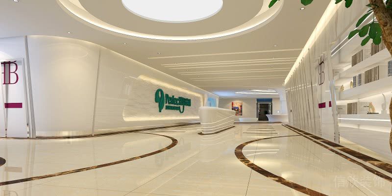 武漢愛(ài)馨口腔牙科診所候診大廳形象墻服務(wù)臺(tái)裝修設(shè)計(jì)