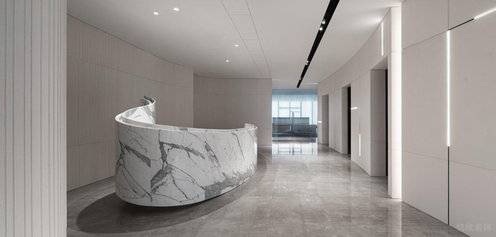 辦公前臺(tái)區(qū)弧線造型前臺(tái)