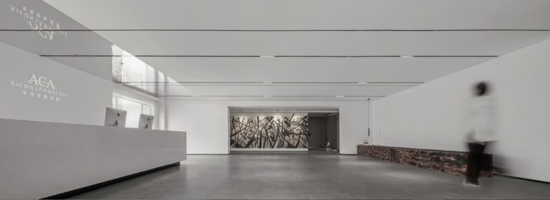 白色主調(diào)現(xiàn)代極簡(jiǎn)主義風(fēng)格辦公室裝修設(shè)計(jì) 前臺(tái)區(qū)域側(cè)面圖