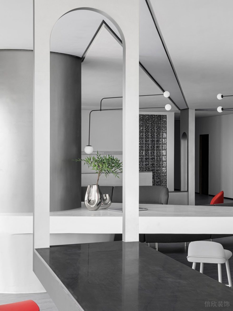 長(zhǎng)虹科技大廈現(xiàn)代主義辦公室裝修方案 區(qū)域局部圖