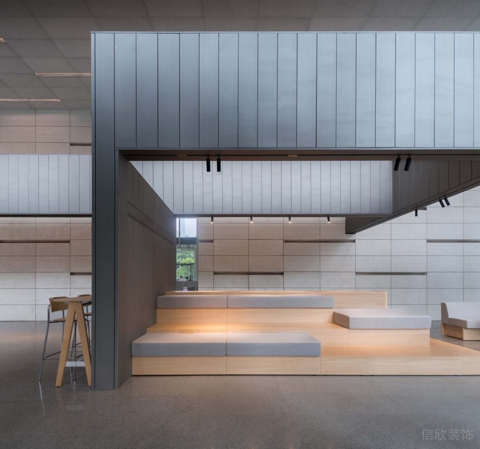 海松大廈現(xiàn)代原木風(fēng)咖啡店裝修設(shè)計(jì)方案 店鋪木質(zhì)沙發(fā)書梯