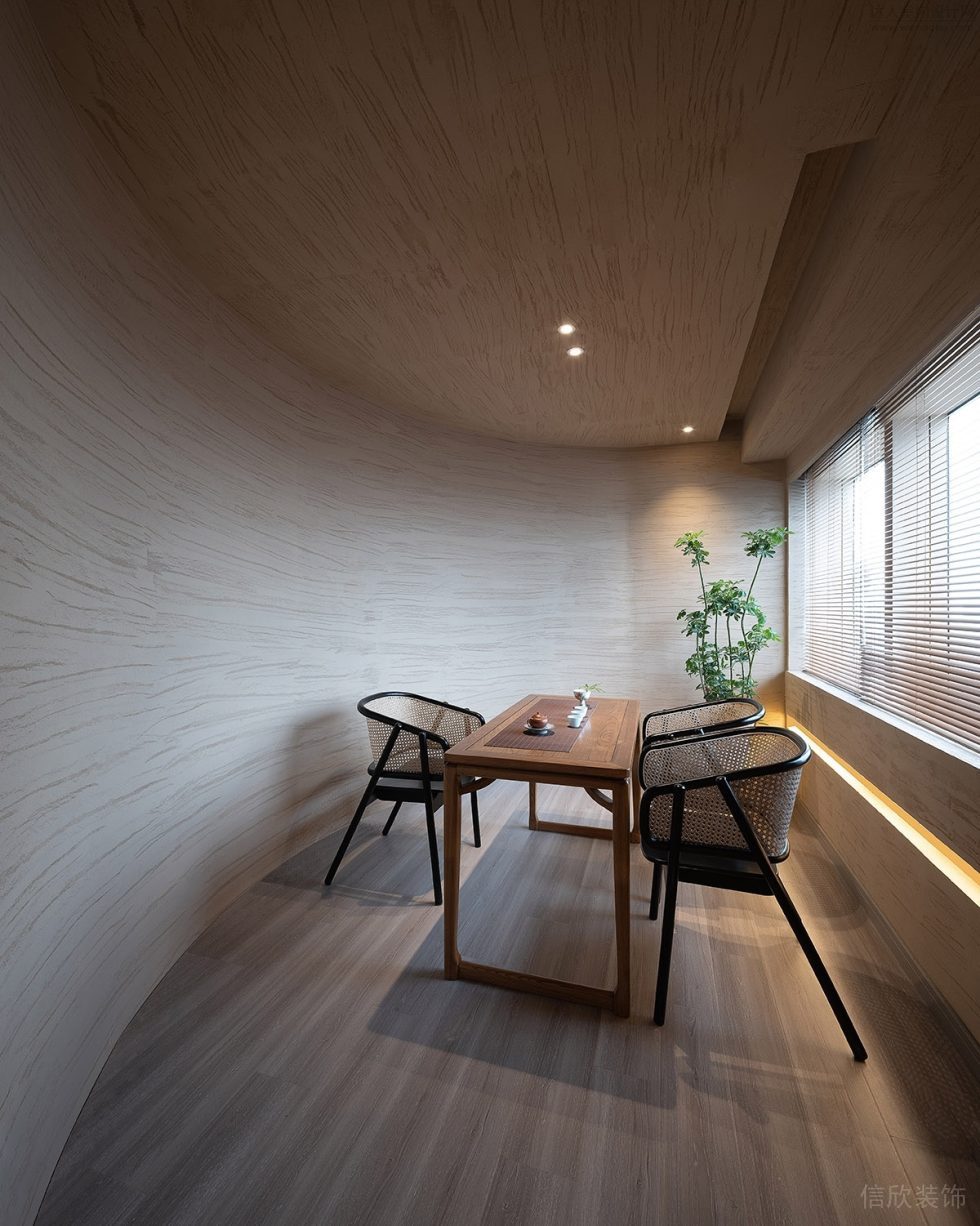 深圳寶安現(xiàn)代風(fēng)茶館弧形茶室裝修設(shè)計