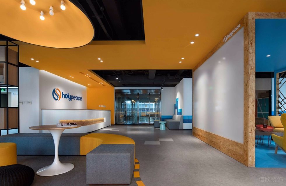 深圳龍崗億源通創(chuàng)新產(chǎn)業(yè)園現(xiàn)代工業(yè)風(fēng)設(shè)計(jì)特色辦公室裝修案例前廳